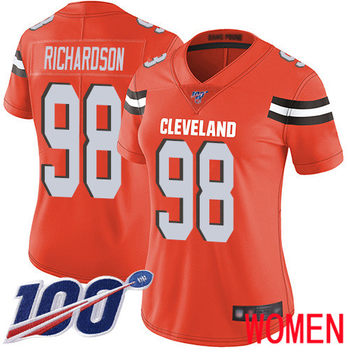 Cleveland Browns Sheldon Richardson Women Orange Limited Jersey #98 NFL Football Alternate 100th Season Vapor Untouchable